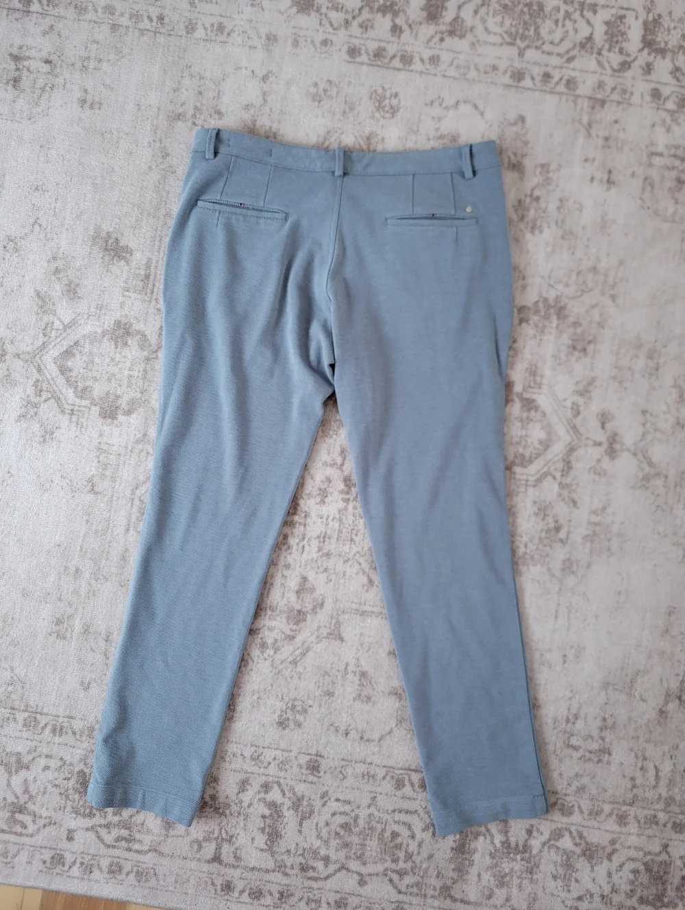 Macrame Designer Men’s 38 Light Blue Tapered‎ Trousers Stretch Business Casual